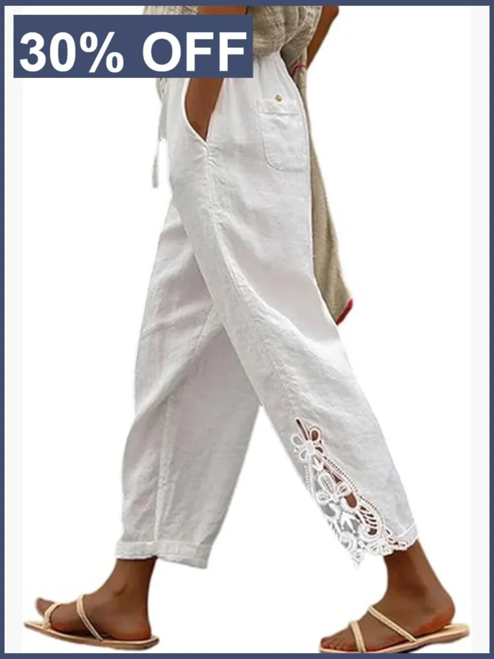 Casual Drawstring Elastic Waist Wide Leg Pants with Pockets - Picture 1 of 7